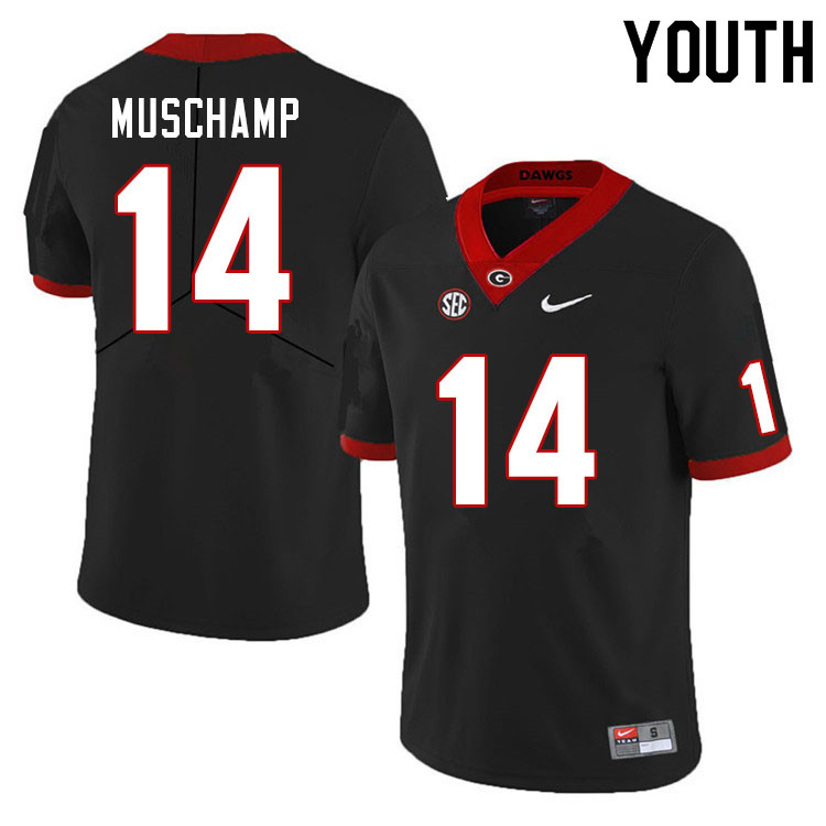 Youth #14 Jackson Muschamp Georgia Bulldogs College Football Jerseys Sale-Black